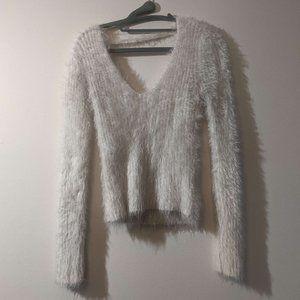 Bebe V Neck Fuzzy Sweater